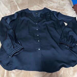 Ann Taylor Midnight Blue Blouse with Button Detail S